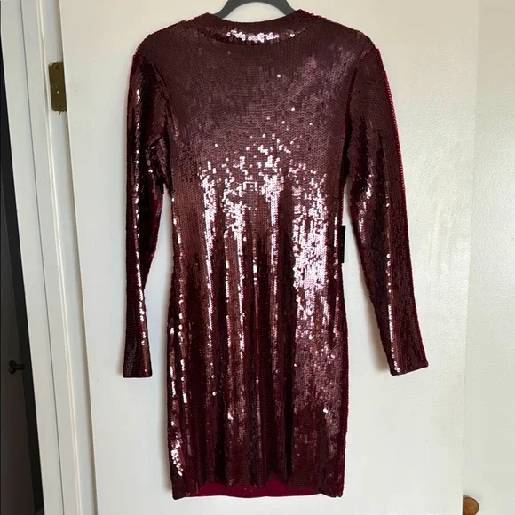 burgundy long sleeve sequin dress Long Sleeves Sequins Ankle Length Mother Of The Bride Dress, Burgundy main image 1